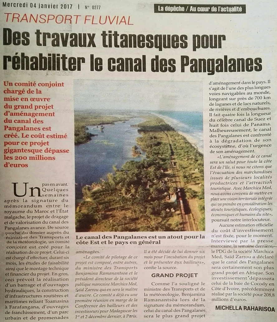 Transport fluvial: Des travaux titanesques pour réhabiliter le canal des Pangalanes